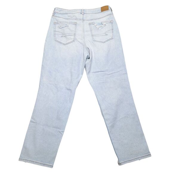 American Eagle Strigid Women's Jeans 12 Reg Distressed Ripped Denim Mom Jean NWT - Picture 2 of 16